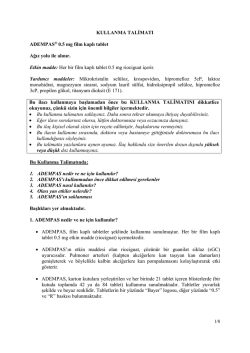 KULLANMA TALİMATI ADEMPAS&reg; 0.5 mg film kaplı tablet Ağız yolu
