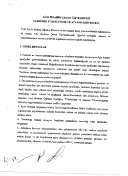 akademik y&uuml;kseltilme ve atanma kriterleri y&ouml;nergesi