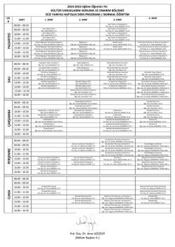 PAZA R TESİ SALI &Ccedil;A R ŞAM BA PER ŞEM BE CUM A