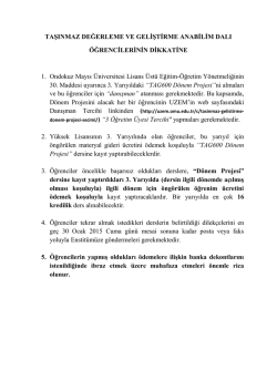 TAġINMAZ DEĞERLEME VE GELĠġTĠRME ANABĠLĠM DALI