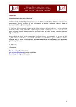 Eğitim ve &Ouml;ğretim Araştırmaları Dergisi Journal of Research in