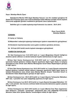 Sayın: Belediye Meclis &Uuml;yesi Belediyemiz Meclisi 5393 Sayılı