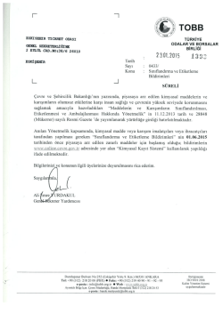 sınıflandırma ve etiketleme bildirimleri hk.