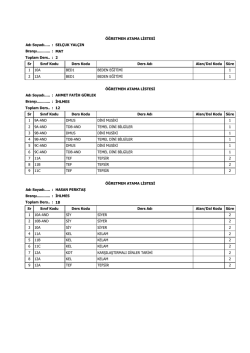 Toplam Ders.. Adı Soyadı..... : SEL&Ccedil;UK YAL&Ccedil;IN Sr Ders Kodu
