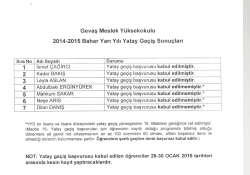 Gevaş Meslek Y&uuml;ksekokulu 2014-2015 Bahar Yarı Yılı Yatay Ge&ccedil;iş
