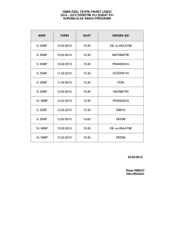 izmir &ouml;zel tevfik fikret lisesi 2014 &ndash; 2015 &ouml;ğretim yılı şubat ayı