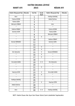 hatim okuma listesi mart ayı 2015 nisan ayı - ditib
