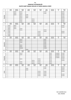 Pazartesi Salı &Ccedil;arşamba Perşembe Cuma T.C. MANAVGAT