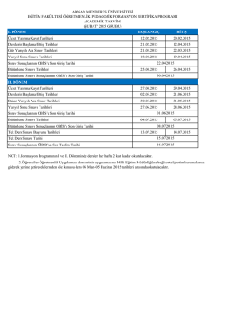 FORMASYON ŞUBAT 2015 GRUBU AKADEMİK TAKVİM