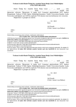 VELİ İZİN BELGESİ - Milli Eğitim Bakanlığı