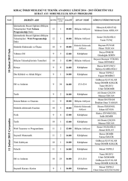 2014-2015 şubat ayı sorumluluk sınavı programı
