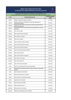 Sağlıkta Kalite Değerlendirmeleri 2014 16