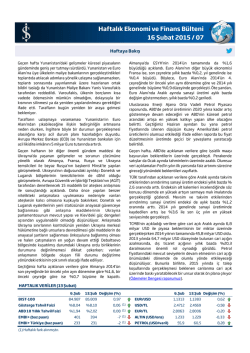 Haftalık Ekonomi ve Finans B&uuml;lteni 16 Şubat