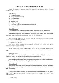 RUSYA FEDERASYONU VERGİLENDİRME SİSTEMİ