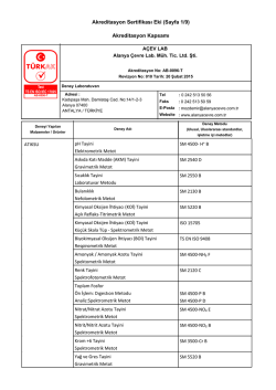 Akreditasyon Sertifikası Eki (Sayfa 1/9) Akreditasyon Kapsamı