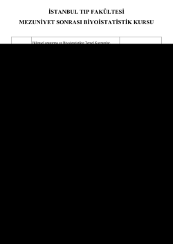 İTF Asistan Biyoistatistik Kurs Programı