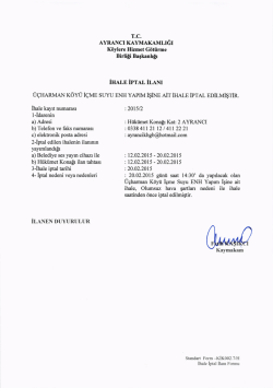 İhale İptal İlanı metni için tıklayınız..