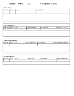 22/02/2015 PAZAR 24.YARIŞ G&Uuml;N&Uuml; RAPORU İzmir
