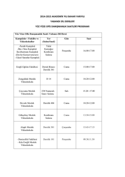 2014-2015 akademik yılı bahar yarıyılı yabandı dil dersleri yüz yüze