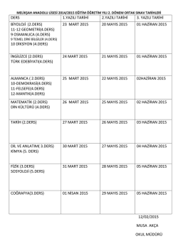 DERS 1.YAZILI TARİHİ 2.YAZILI TARİHİ 3. YAZILI TARİHİ BİYOLOJİ