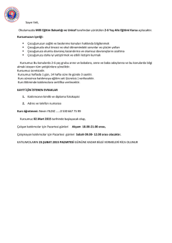 Sayın Veli, Okulumuzda Milli Eğitim Bakanlığı ve Unicef tarafından