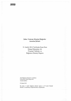 31/12/2014 Mali Tablo ve Dipnotlar