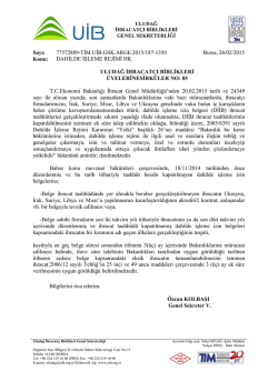 Dahilde İsleme Rejimi Hk - Uludağ İhracat&ccedil;ı Birlikleri