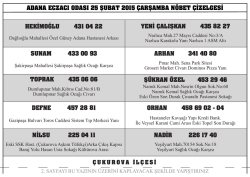 adana eczacı odası 25 şubat 2015 &ccedil;arşamba n&ouml;bet &ccedil;izelgesi