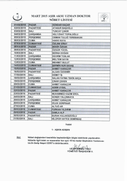 2015 mart ayı aşıraksu idari uzman doktor n&ouml;bet listesi