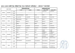 2014-2015 eğitim &ouml;ğretim yılı ikinci d&ouml;nem 1. sınav takvimi