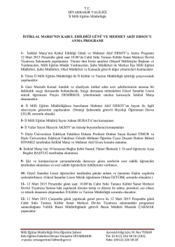 Anma Programı - Diyarbakır İl Milli Eğitim M&uuml;d&uuml;rl&uuml;ğ&uuml;