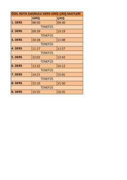 İlkokul Ders Zaman Çizelgesi PDF