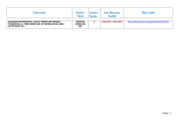 &Uuml;niversite Kadro T&uuml;r&uuml; Kadro Sayısı Son Başvuru Tarihi İlan Linki