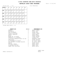 haftalık sınıf ders programı