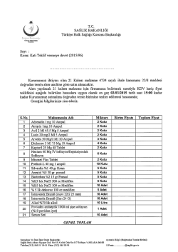 JyL S.No Malzemenin Adı Miktarı Birim Fiyatı Toplam Fiyat