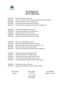 02/03/2015 Etli nohut-pirin&ccedil; pilavı-cacık