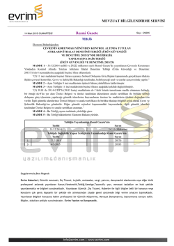 MEVZUAT BİLGİLENDİRME SERVİSİ Resm&icirc; Gazete