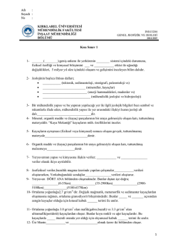 Kısa sınav1 - Kırklareli &Uuml;niversitesi Personel Web Sistemi
