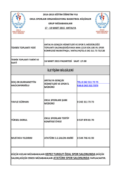 İLETİŞİM BİLGİLERİ - Antalya Gen&ccedil;lik ve Spor İl M&uuml;d&uuml;rl&uuml;ğ&uuml;