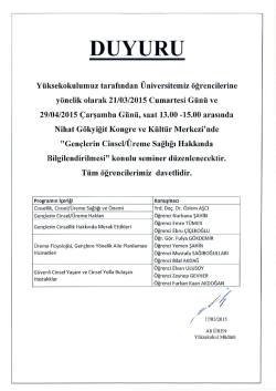 Gen&ccedil;lerin Cinsel-&Uuml;reme Sağlığı Hak.Bilgilendirilmesi