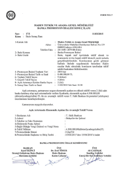 Banka Promosyon İhalesi Sonu&ccedil; İlanı 16.03.2015