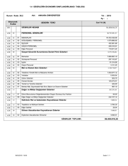 Giderlerin Ekonomik Sınıflandırılması Tablosu