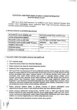 şanlıurfa esentepe imkb anadolu lisesi kantin ihale ilanı 19.03.2015