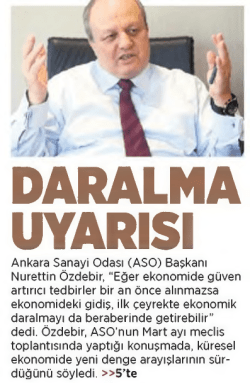 Ankara Sanayi Odası (ASO) Başkanı Nurettin &Ouml;zdebir