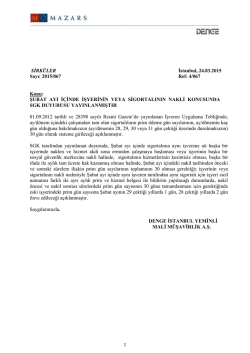 Şubat Ayı İ&ccedil;inde İşyerinin Veya Sigortalının Nakli