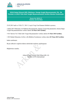 2015/Şubat Dönemi KDV, Muhtasar, Damga