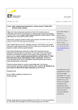 Gelir vergisi beyannamelerinin verilme s&uuml;resi 31 Mart 2015 tarihine