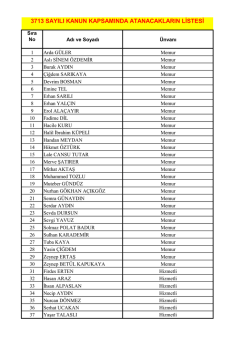 3713 sayılı kanun kapsamında atanacakların listesi