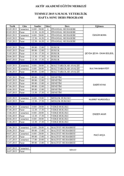 Ders Se&ccedil;enler İ&ccedil;in Kurs Programı