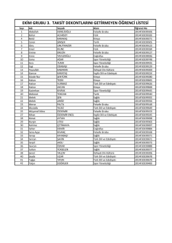 ekim grubu 3. taksit dekontlarını getirmeyen &ouml;ğrenci listesi